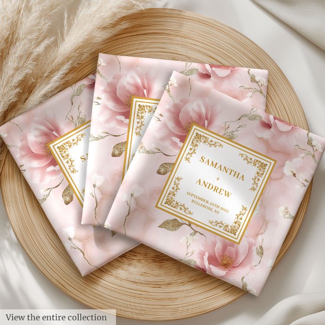 Whimsical blush ivory watercolor wedding   cloth napkin (Whimsical blush ivory watercolor wedding cloth napkin)