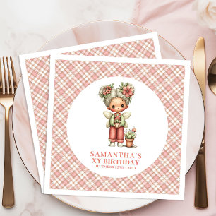 Whimsical Blush Pink Fairy Flowers 6th Birthday  Paper Dinner Napkins