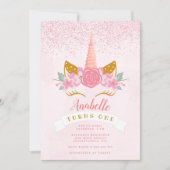 Whimsical Blush Pink Rainbow Unicorn Birthday Invitation (Front)