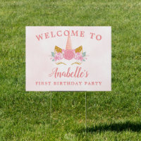 Whimsical Blush Pink Unicorn Birthday Party Yard