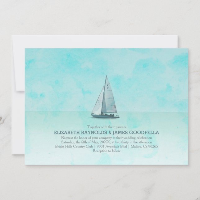 Whimsical Boat Wedding Invitations (Front)