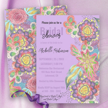 Whimsical Bohemian Colorful Flowers Bridal Shower