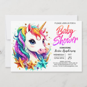 Whimsical Bohemian Editable Unicorn Baby Shower Invitation