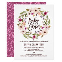 Whimsical Bohemian Floral Wreath Baby Shower Card