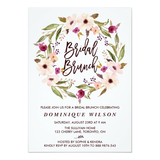 whimsical bohemian floral wreath bridal brunch invitation zazzle com