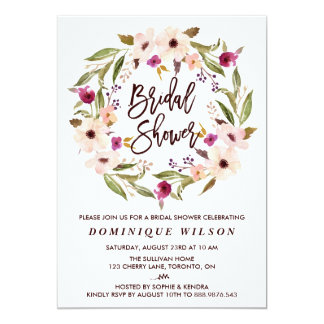 Whimsical Bohemian Floral Wreath Bridal Shower Card