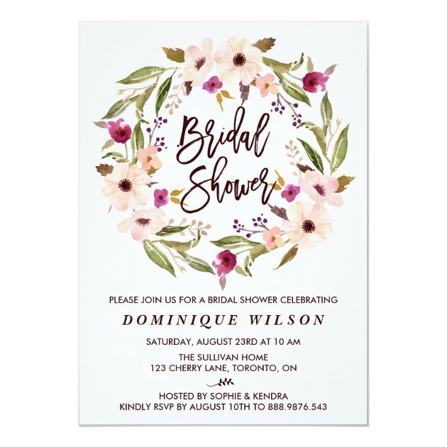 Whimsical Bohemian Floral Wreath Bridal Shower Invitation