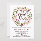 Whimsical Bohemian Floral Wreath Bridal Shower Invitation (Front)