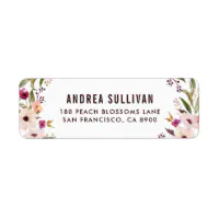 Blush Pink Floral Rustic Wedding Return Address Label