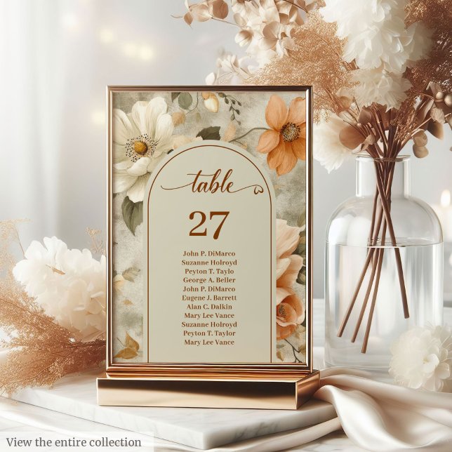 Whimsical Boho Burnt Orange Ivory Sage Wedding  Table Number (Whimsical Boho Burnt Orange Ivory Sage Wedding Table Number

)