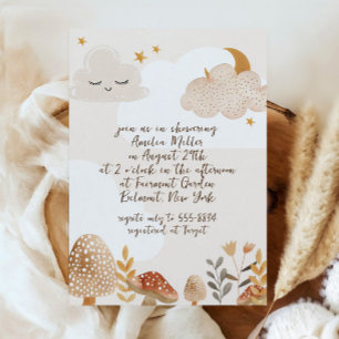 Whimsical Boho Celestial Woodland Baby Shower Invitation