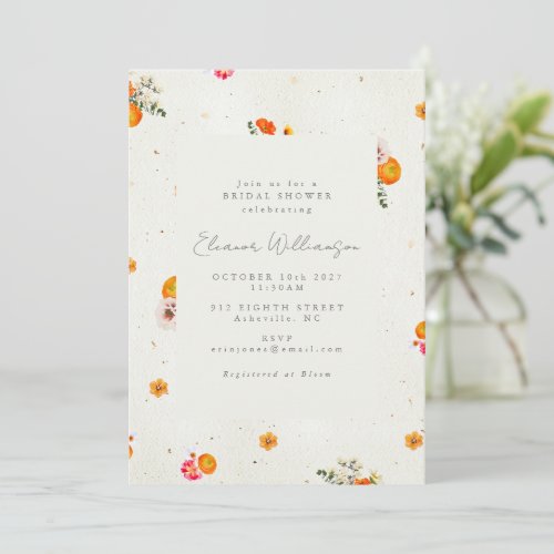 Whimsical Boho Cottagecore Floral Bridal Shower Invitation