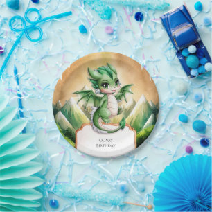 Whimsical Boho Dragon Birthday Paper Plates