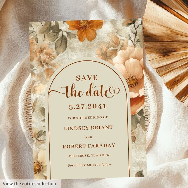 Whimsical Boho Earthy Ivory Olive Save The Date Invitation (Whimsical Boho Earthy Ivory Olive Save The Date)