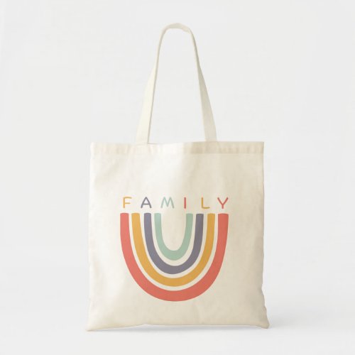 Whimsical Boho Family Rainbow Graphic Tote Bag