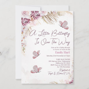 Whimsical Boho Floral Butterfly Baby Shower Invitation