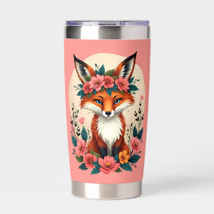 Whimsical Boho Fox with Floral Crown Woodland Insulated Tumbler