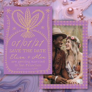 Whimsical Boho Frame SAVE THE DATE CUSTOM PHOTO
