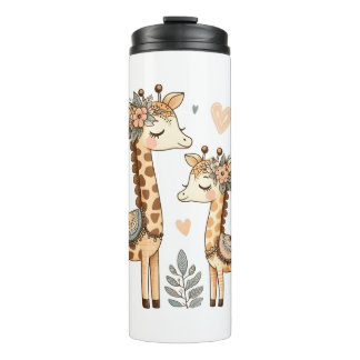 Whimsical Boho Giraffe Family Thermal Tumbler
