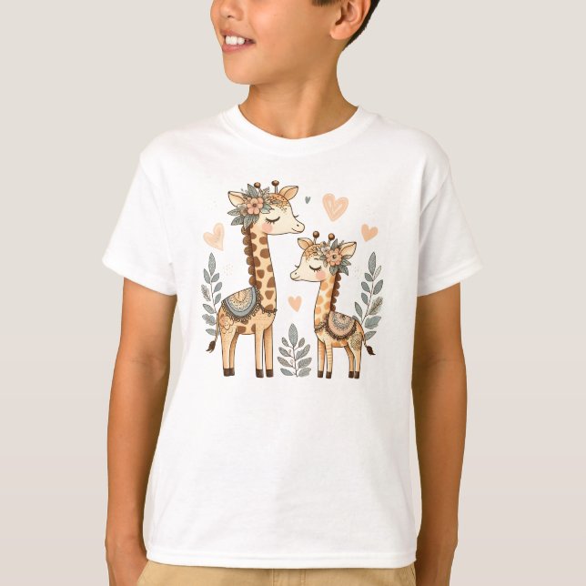 Whimsical Boho Giraffe T-Shirt (Front)