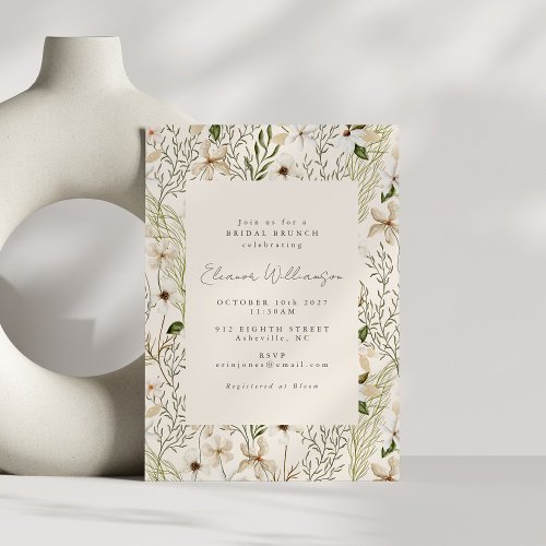 Whimsical Boho Greenery Foliage Bridal Brunch Invitation