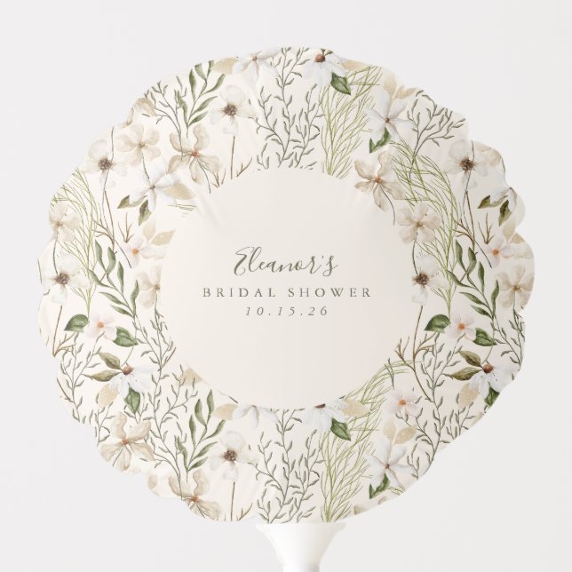 Whimsical Boho Greenery Foliage Bridal Shower Balloon (Front)