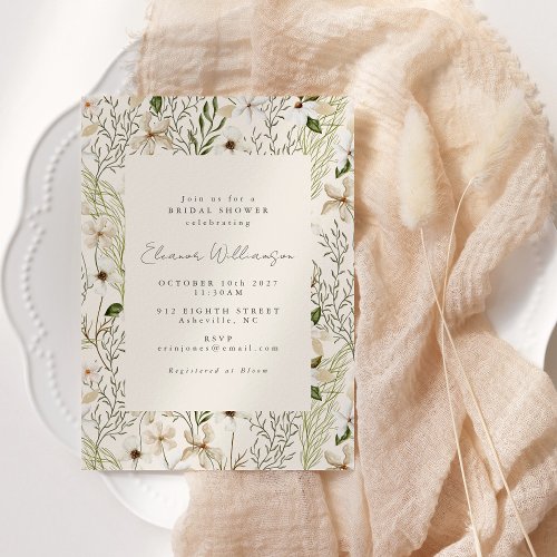 Whimsical Boho Greenery Foliage Bridal Shower Invitation