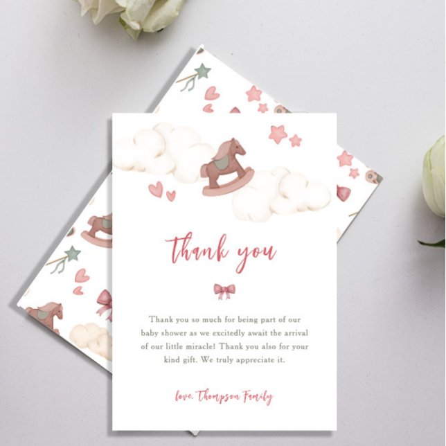 Whimsical Boho Horse Cloud Illustration Thank You Card (Creator Uploaded)