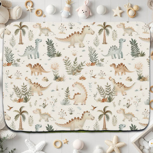 Whimsical Boho Jungle Dinosaur Pattern Baby Blanket