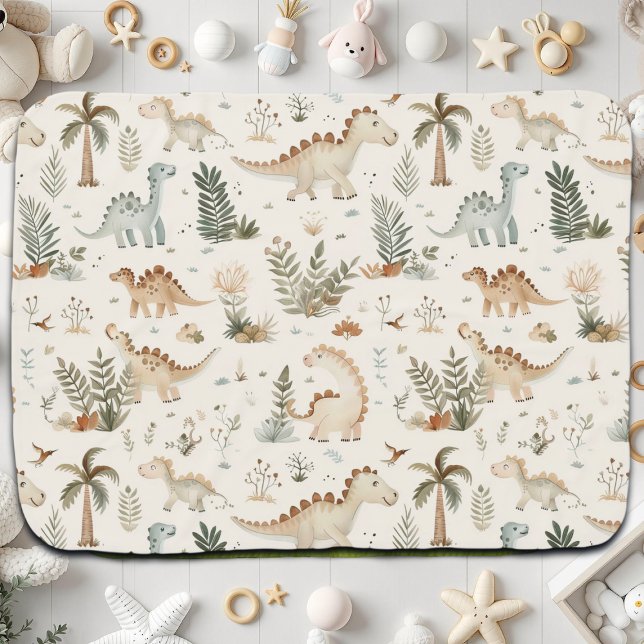 Whimsical Boho Jungle Dinosaur Pattern Baby Blanket (Creator Uploaded)