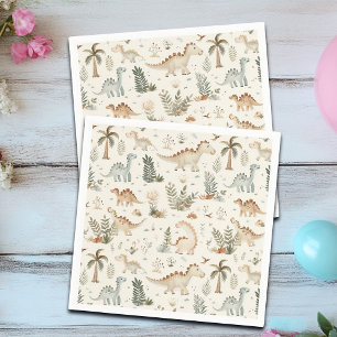 Whimsical Boho Jungle Dinosaur Pattern Napkins