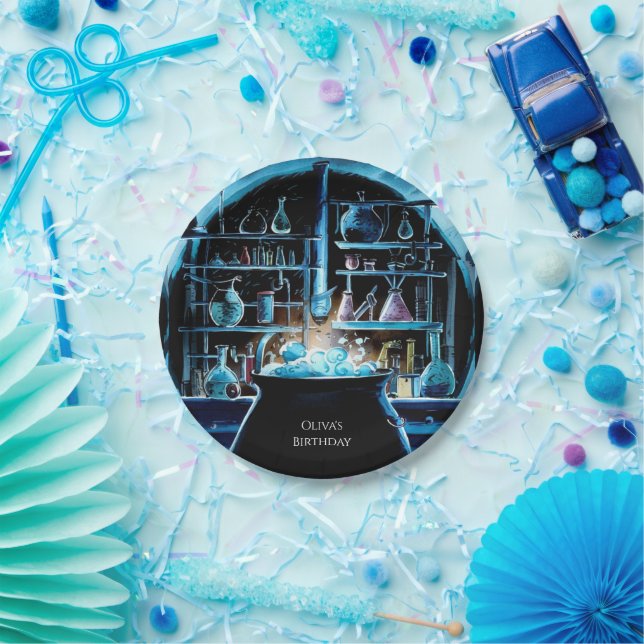 Whimsical Boho Magic Scientist Birthday Paper Plates (Party)