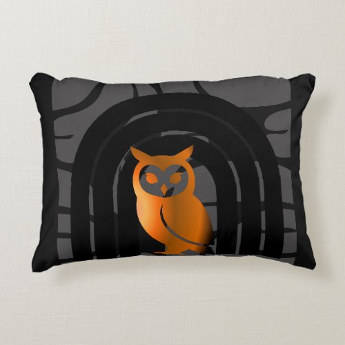 Whimsical Boho Owl & Tropical Monstera Leaf Accent Pillow
