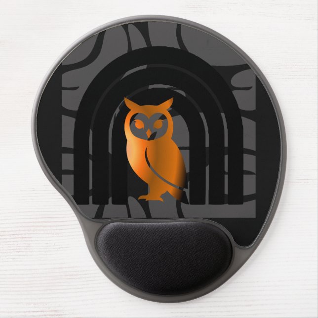 Whimsical Boho Owl & Tropical Monstera Leaf Gel Mouse Pad (Front)