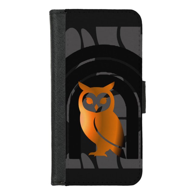 Whimsical Boho Owl & Tropical Monstera Leaf iPhone Wallet Case (Front)