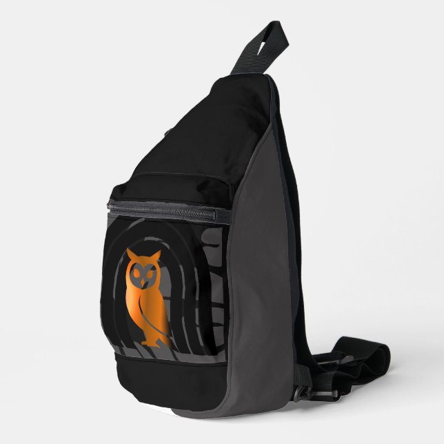 Whimsical Boho Owl & Tropical Monstera Leaf Sling Bag (Right Corner)