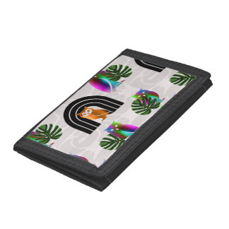 Whimsical Boho Owl & Tropical Monstera Leaf Tri-fold Wallet