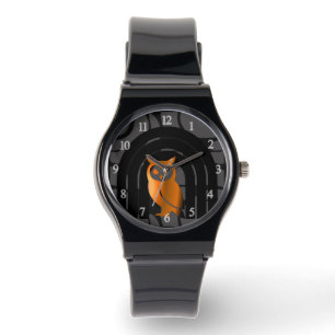 Whimsical Boho Owl & Tropical Monstera Leaf Watch