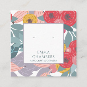 Whimsical Boho Painted Floral Earring Display Card