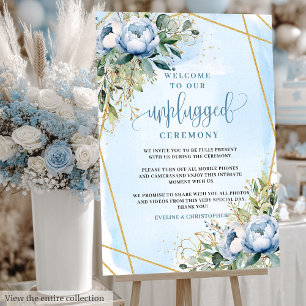 Whimsical Boho Powder Blue Ivory Floral Unplugged Foam Board