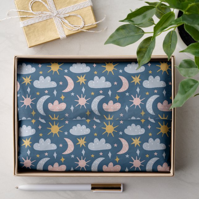 Whimsical Boho Rainbow & Floral Seamless Pattern Tissue Paper (Gift)