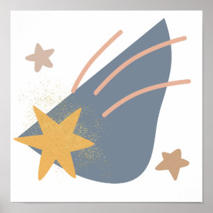 Whimsical boho shooting star, poster