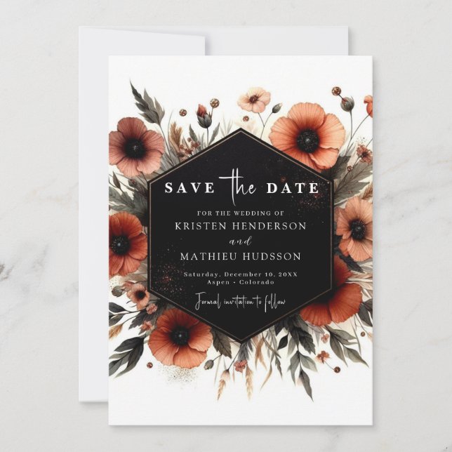 Whimsical Boho Terracotta Wedding Save The Date (Front)