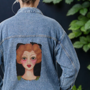 Whimsical Boho Vintage Inspired Artsy Woman Retro  Denim Jacket
