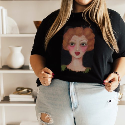 Whimsical Boho Vintage Inspired Artsy Woman Retro  T_Shirt