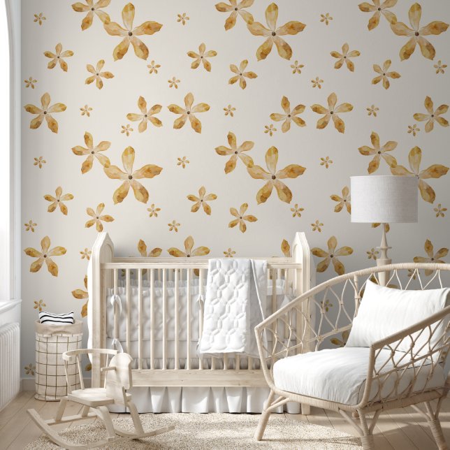 Whimsical Boho Watercolor Flowers   Wallpaper (Kids)