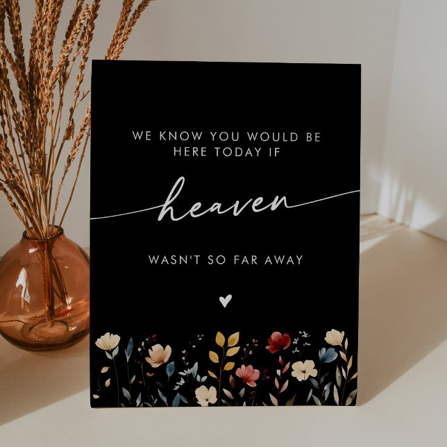 Whimsical Boho Wildflower Heaven Wedding Memorial Pedestal Sign (Creator Uploaded)