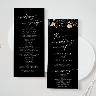 Whimsical Boho Wildflower Tea Length Wedding Program