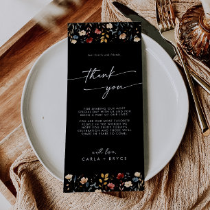 Whimsical Boho Wildflower Thank You Place Card