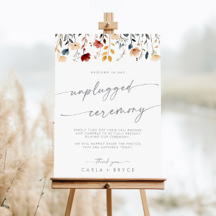 Whimsical Boho Wildflower Unplugged Ceremony Sign